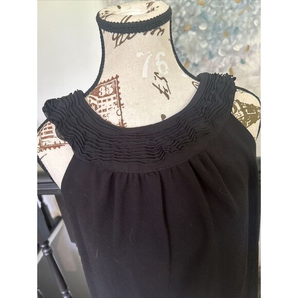 Kensie Shift Dress Womens XS‎ Black Ruffle Neck Sleeveless with pockets - Picture 2 of 6